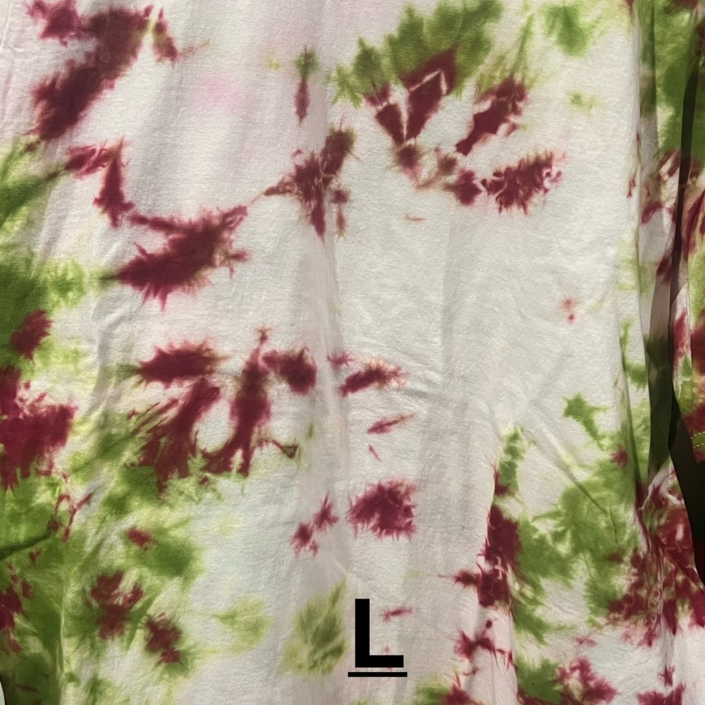Tie-Dye Shirt with Green and Red Patterns